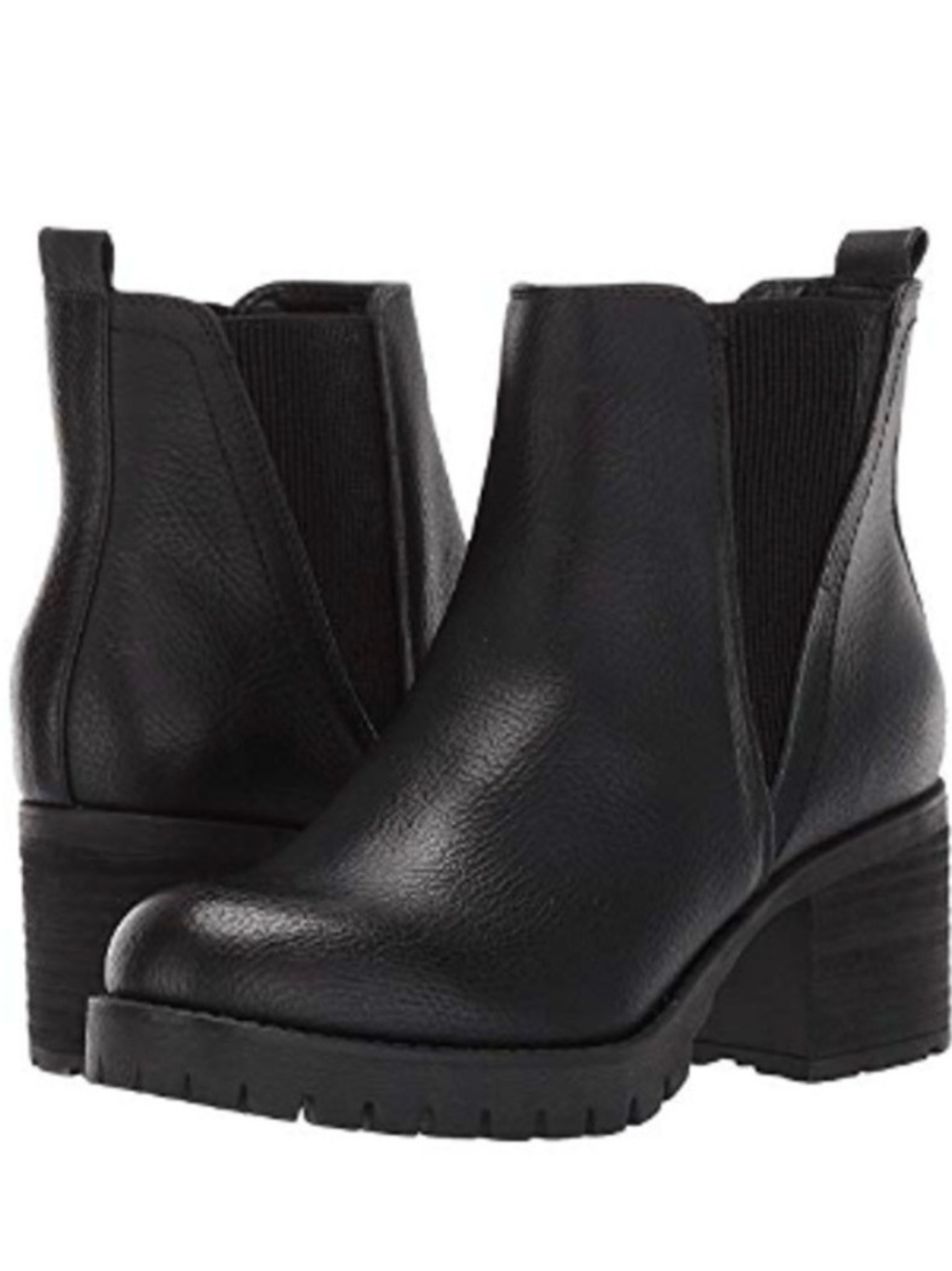 MIA Black Chelsea Lug Sole Block Heel Ankle Boots